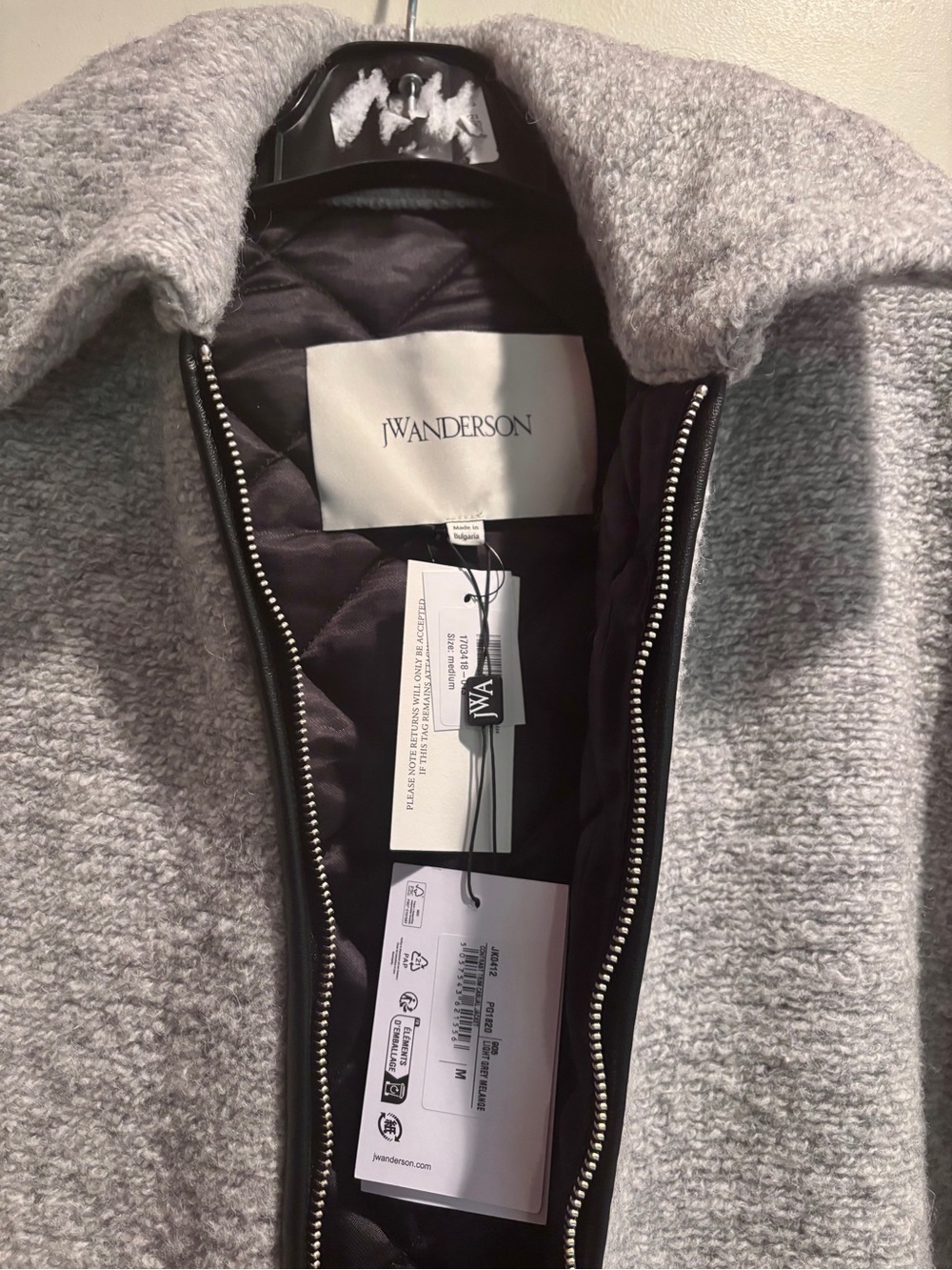 JW Anderson Contrast Trim Gray Wool Boucle NWT